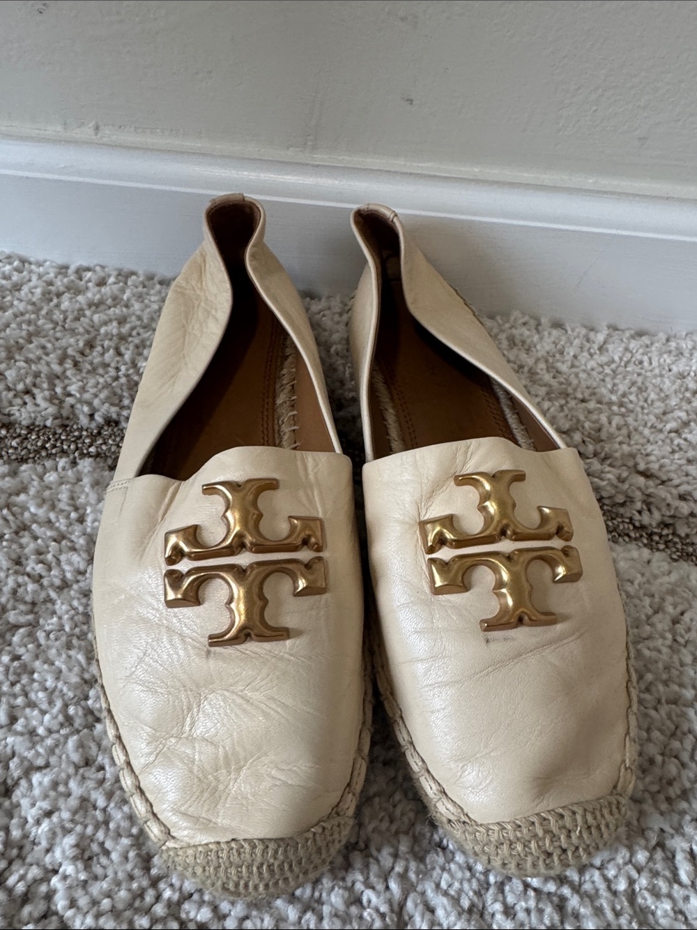 Tory Burch Eleanor leather espadrilles: cream leather